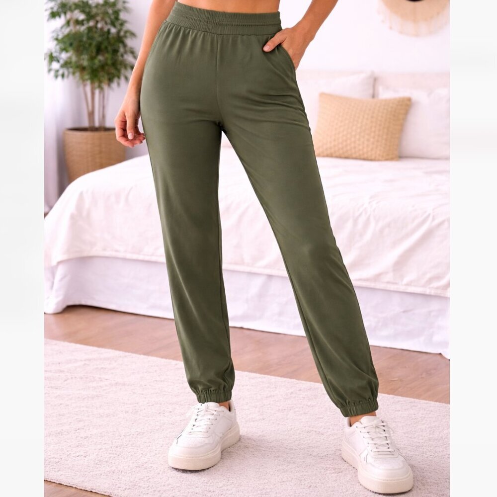 Members Mark Travel Jogger Size M Olive Green Pants